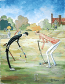 croquet player about to play a shot